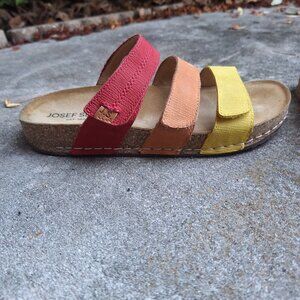 Joseph Seibel HANNAH 03  Multicolor 3 Strap Slides Sandals 38/7-7.5